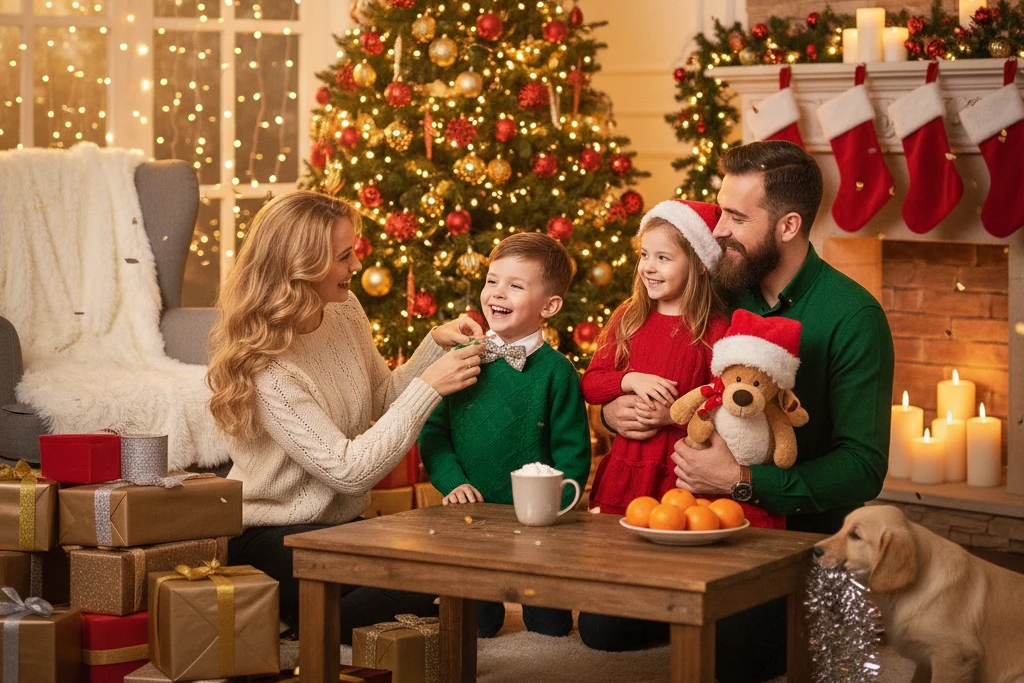 семейные новогодние фотосессии с ребенком