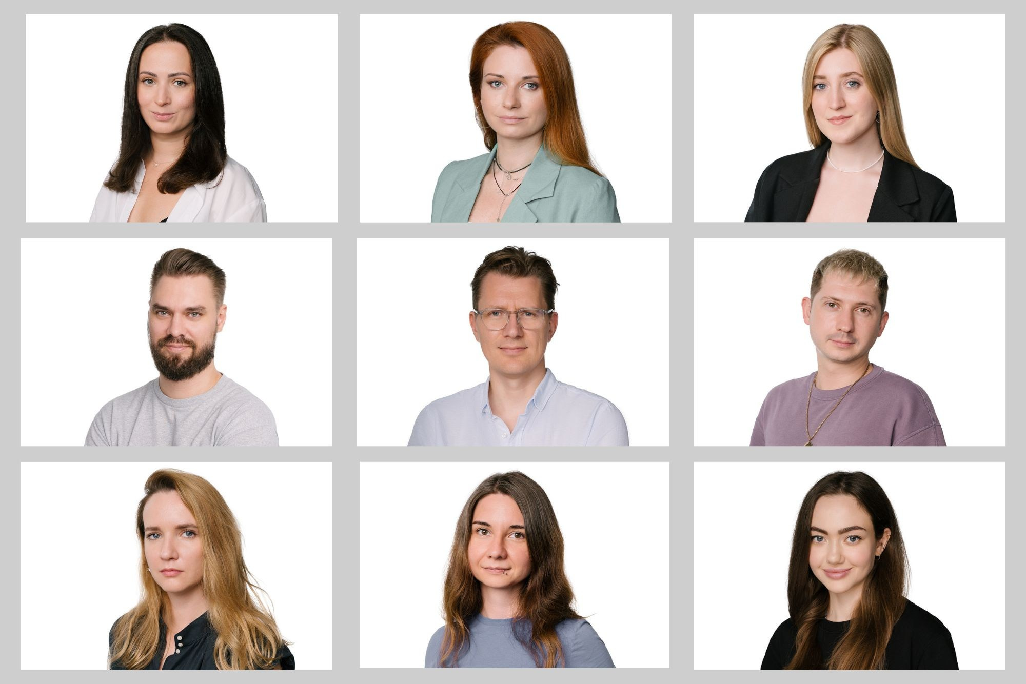 Портреты сотрудников на фоне