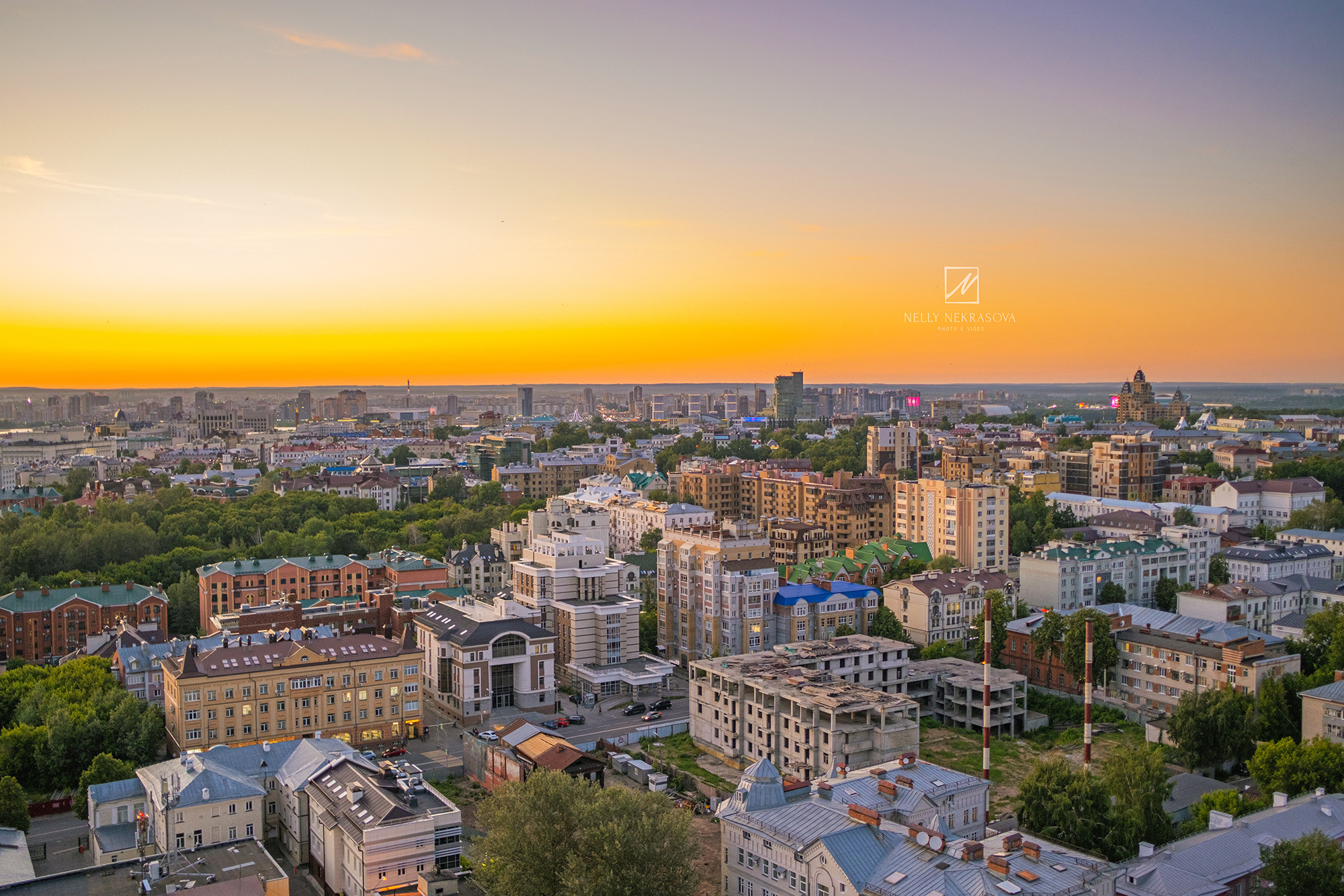 Казань с высоты, смотровая площадка, виды Казани на закате