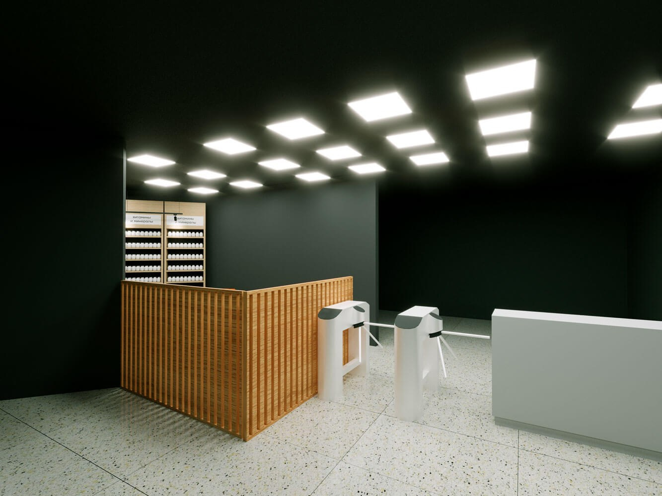 3D-визуализация магазина спортивного питания с кафе зоной — Анапа | Портфолио