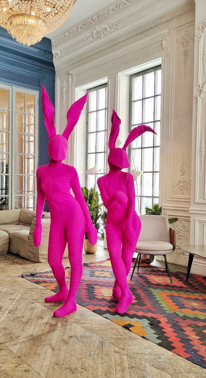 Персонажи Зайчики. Мимы и Ходулисты на встречу гостей. Москва