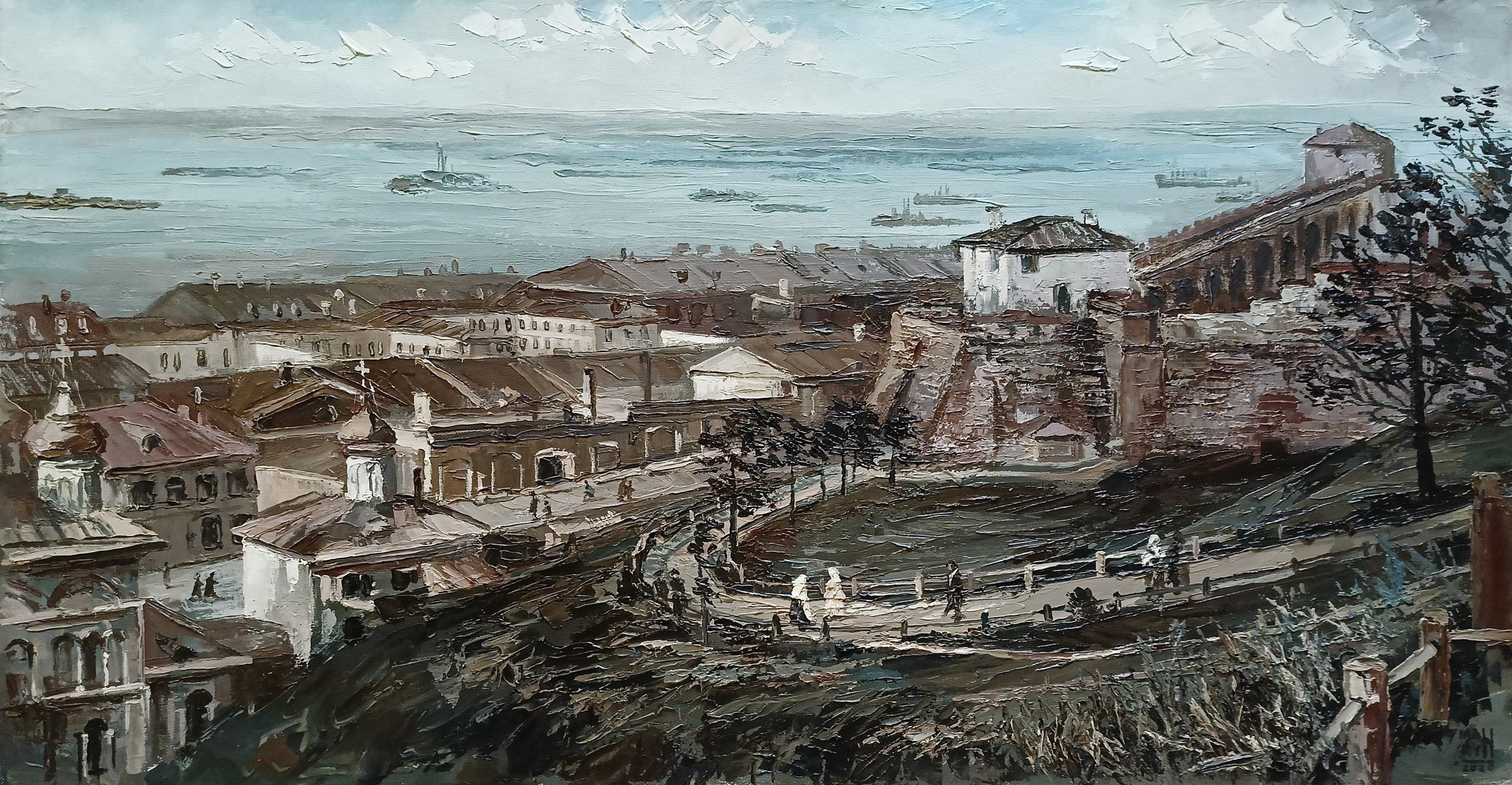 картины, интерьерные картины, картины маслом, масло, природа, живопись, Нижний Новгород, город, картина с Нижнем Новгородом, виды Нижнего, церковь, картина с церковью, усадьба, старина, ретро стиль, прогулка по Нижнему, осень, осенняя картина, Старый Нижний, нижегородские виды, панорама, старый город, монастырь, купить картину, картина в подарок, кремль