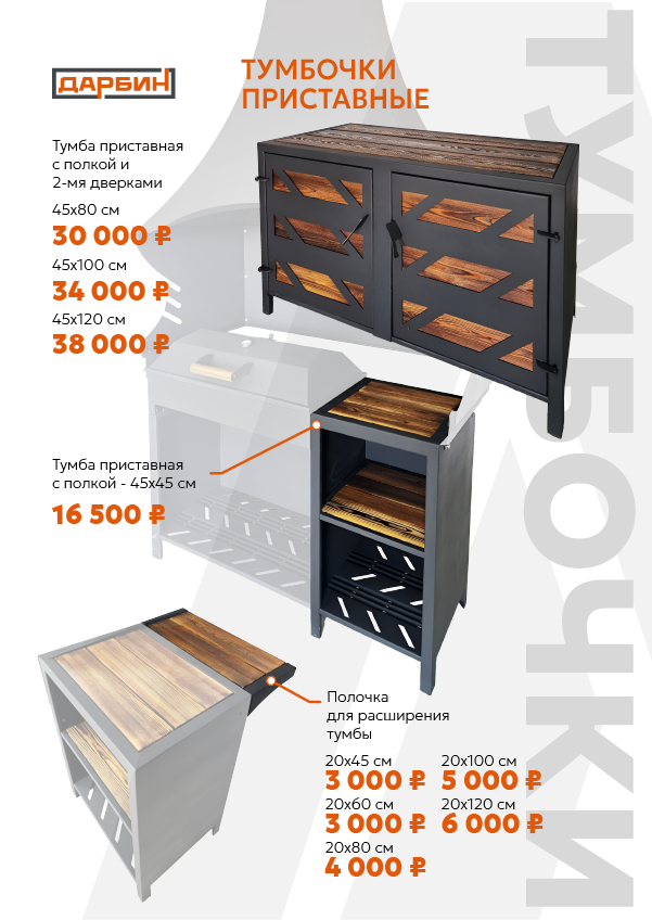Тумбочки приставные/дополнительные элементы к мангалу. Купить / заказать мангал для дома в Краснодаре от производителя «Дарбин»