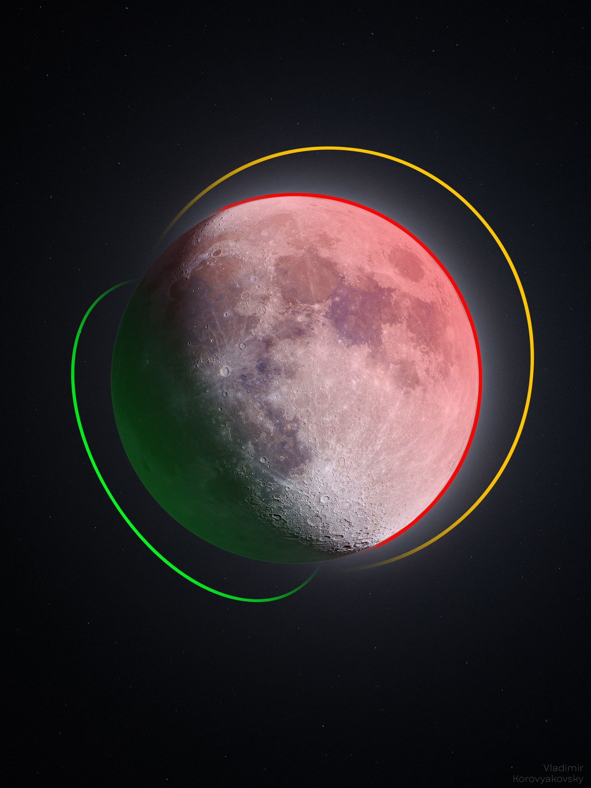 Moon Photography and HDR image Assembly. Photographer Vladimir Korovyakovsky