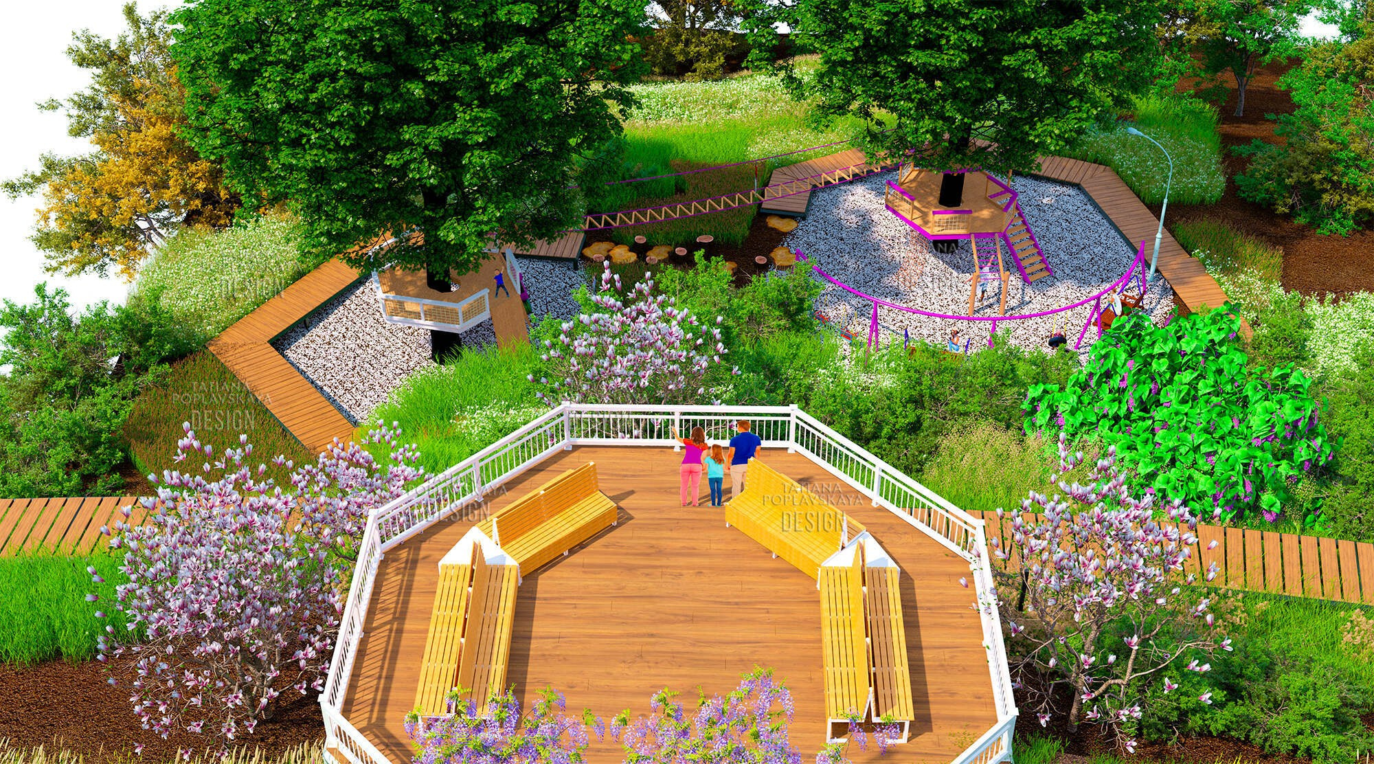 Веревочный парк для парка 80-летия Краснодарского Края на Макаренко. Интерьерный дизайнер в Сочи Поплавская Татьяна. Проектирование интерьеров и организация процесса ремонта