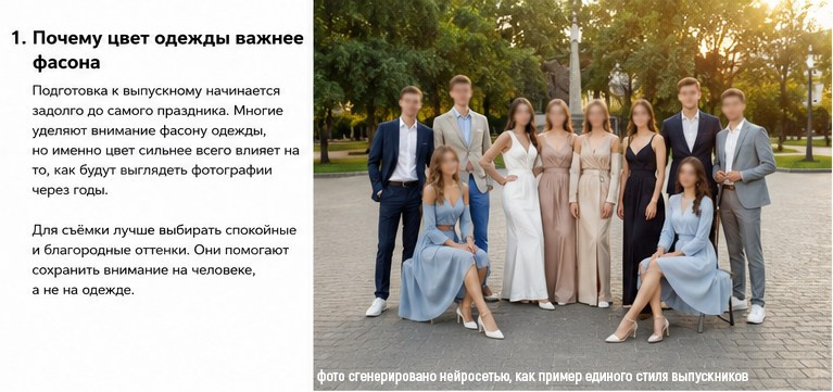 пример цвета одежды для выпускного