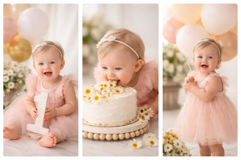 фотосессия малыша 1 год с тортом и шарами праздничная съёмка фотограф Карасёва Елена