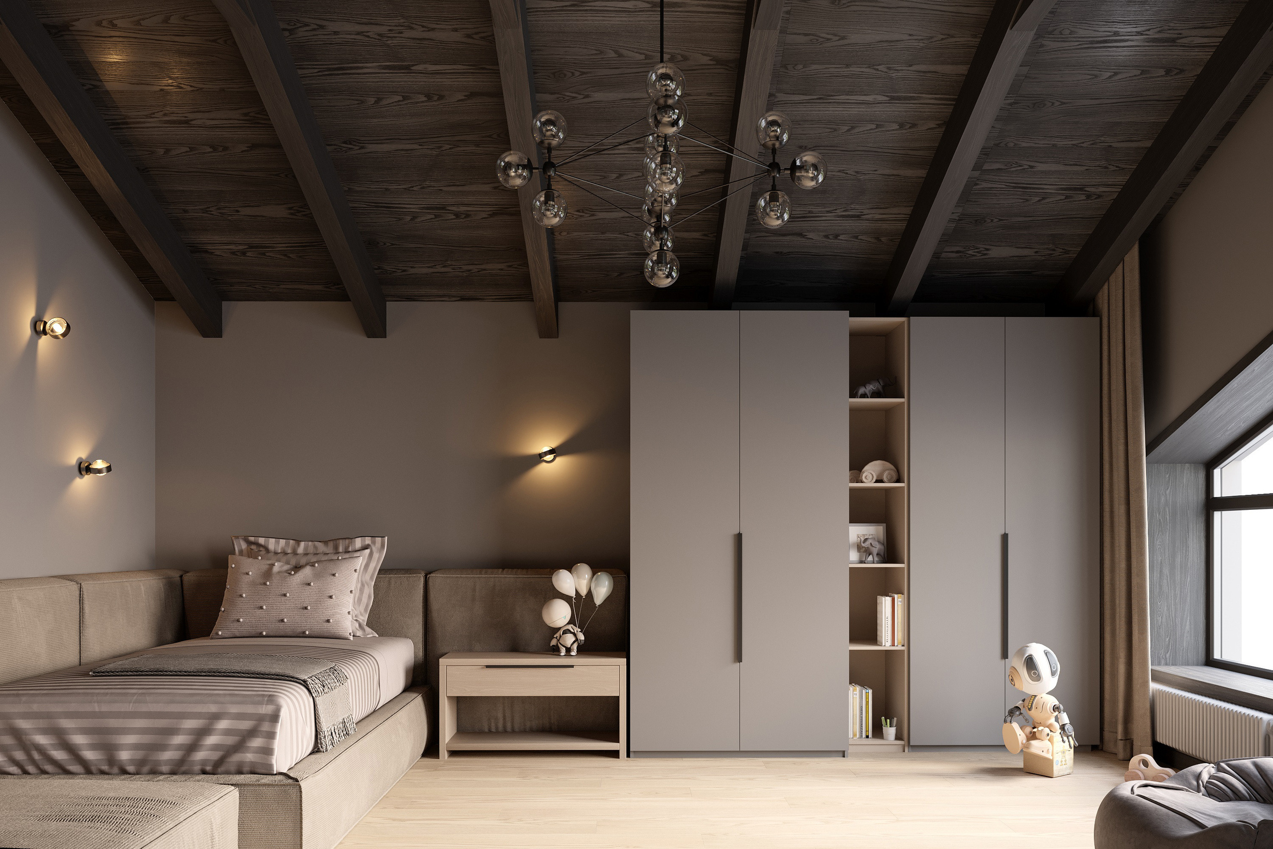 Загородный дом. Свирская. Второй этаж. Архитектурно-дизайнерское бюро ROOMS