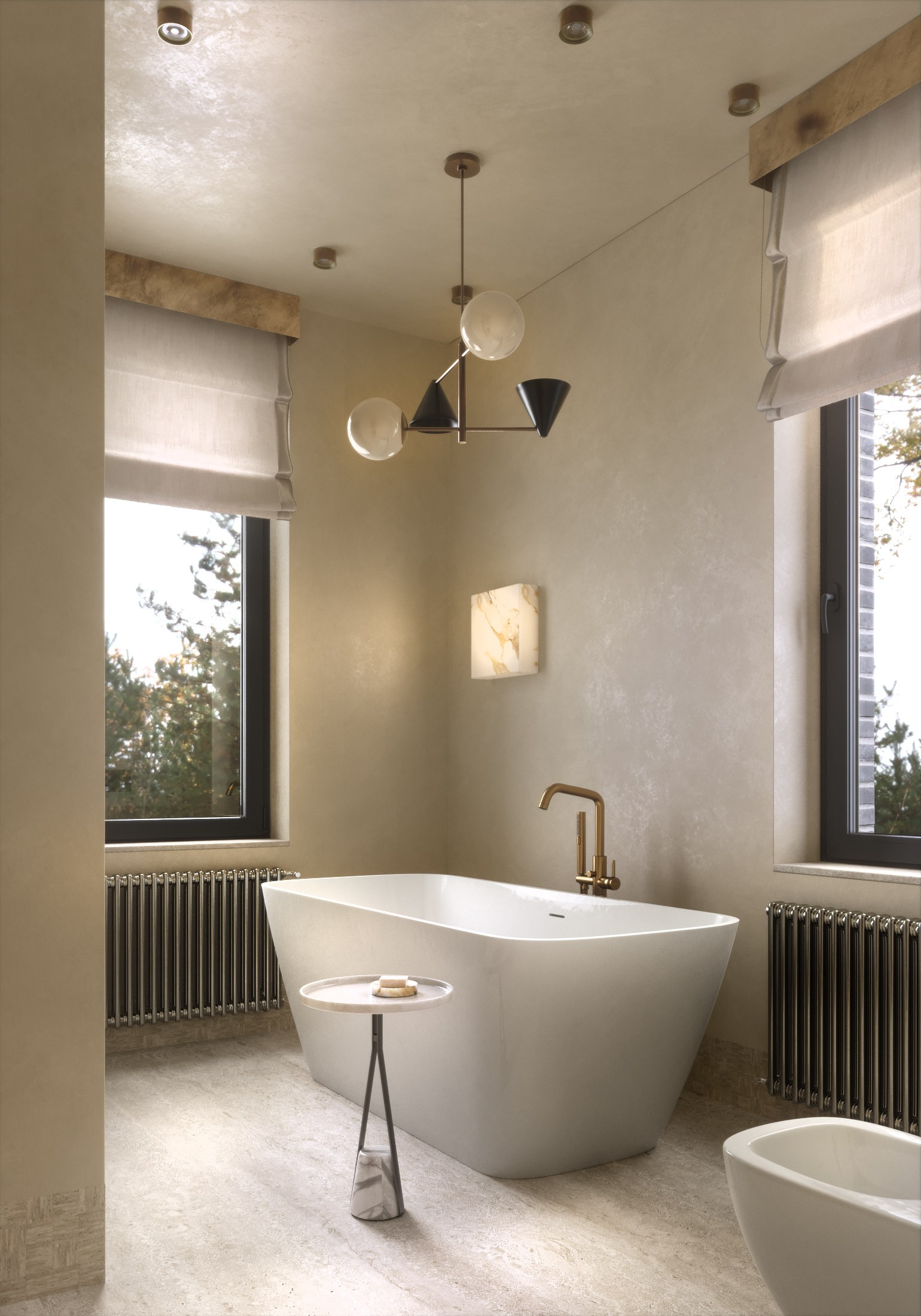 3D visualization of the master bathroom designed by Sabina Valieva. 3D visualization for architects and designers