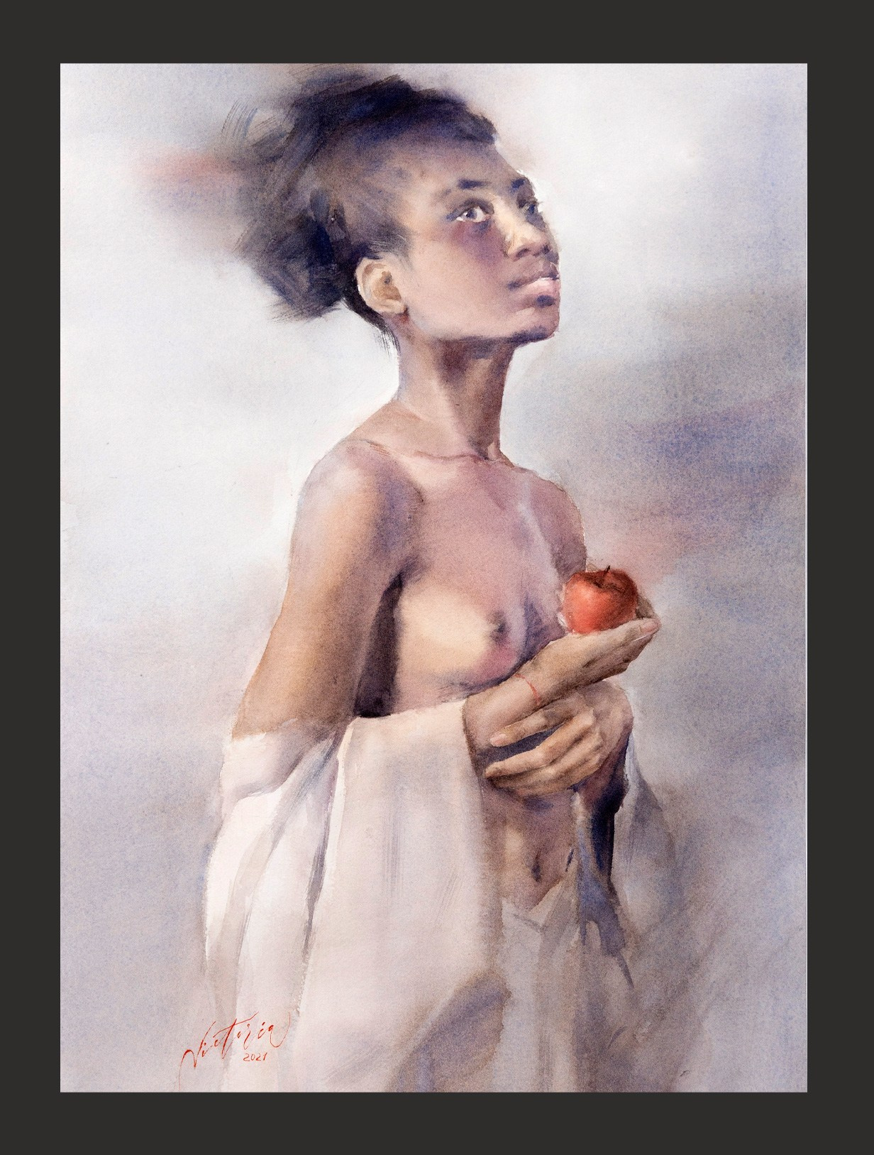 Акварельные работы в цвете, сюжет Ню, эротика в акварели