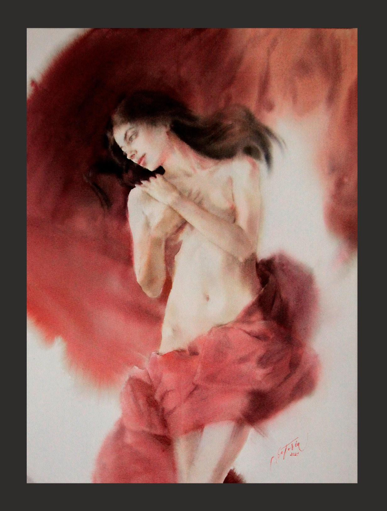 Акварельные работы в цвете, сюжет Ню, эротика в акварели