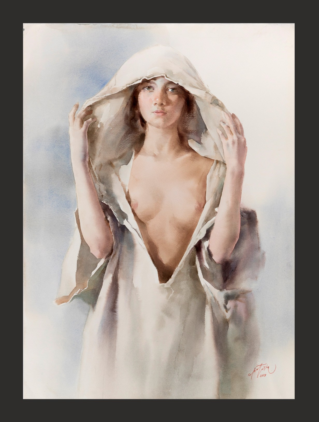 Акварельные работы в цвете, сюжет Ню, эротика в акварели