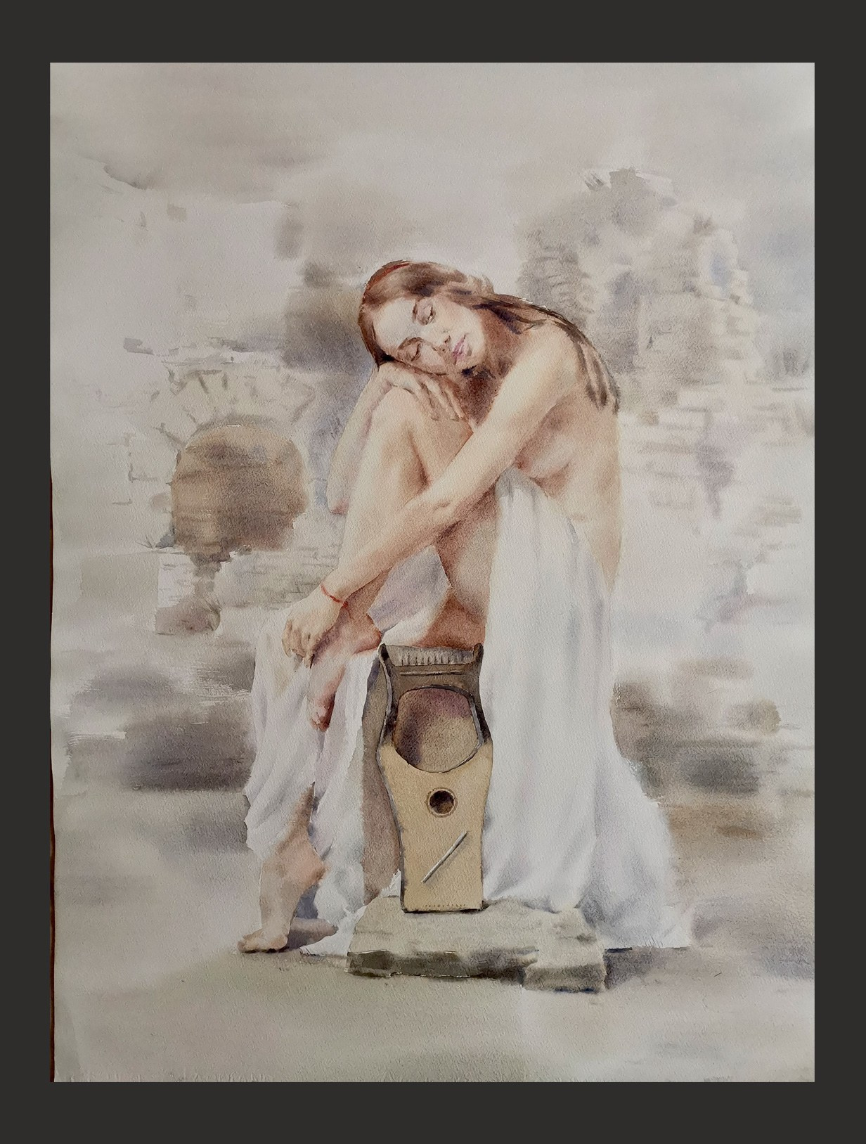 Акварельные работы в цвете, сюжет Ню, эротика в акварели