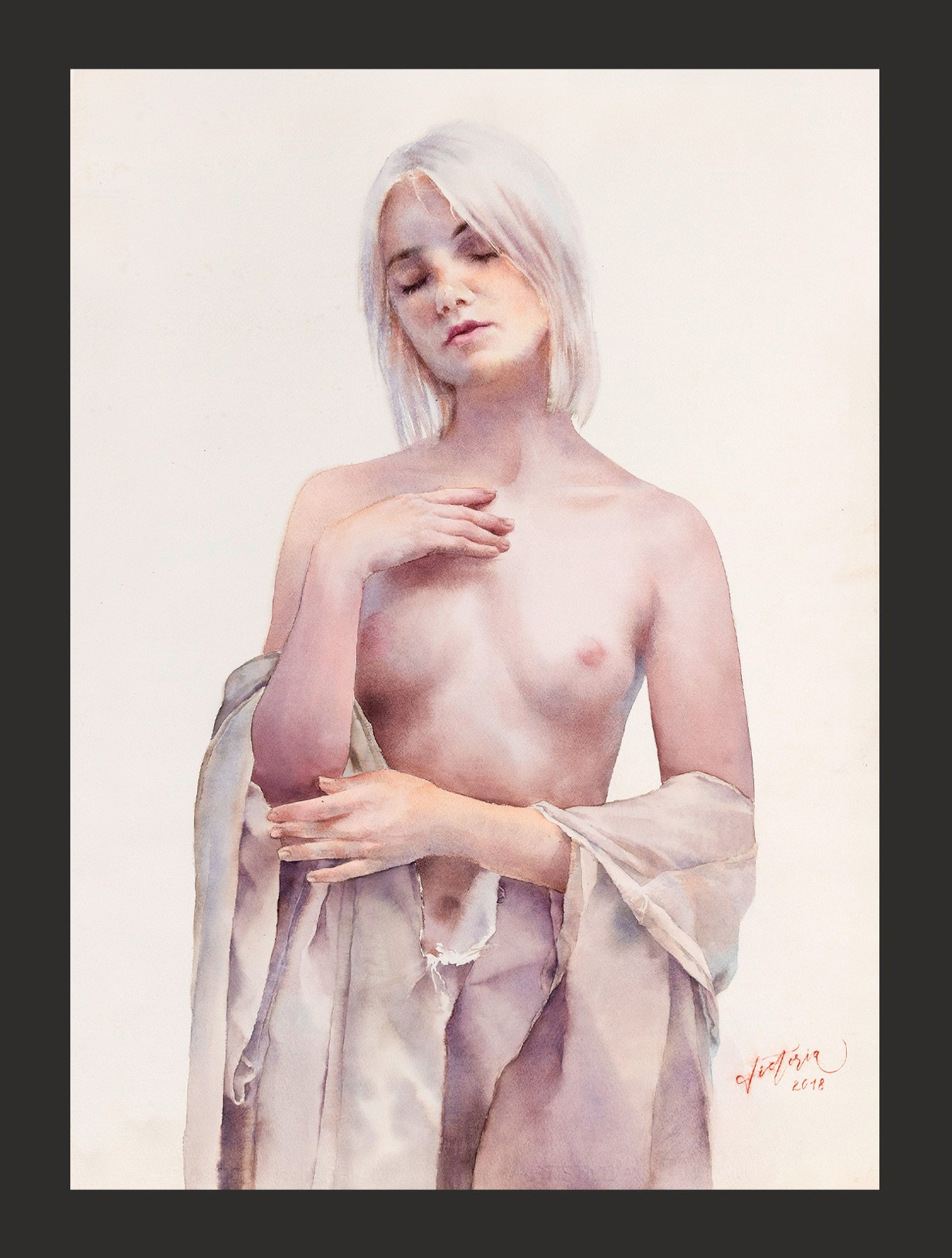 Акварельные работы в цвете, сюжет Ню, эротика в акварели