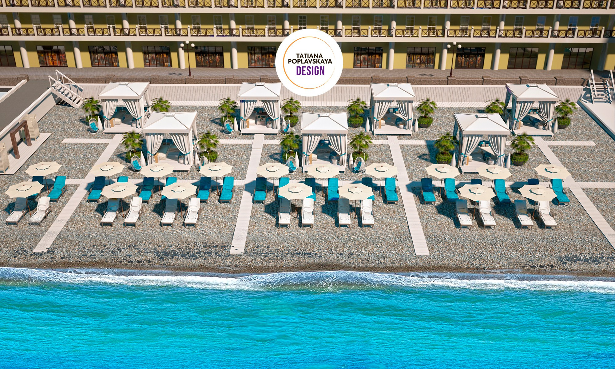 Благоустройство центрального пляжа «Приморский» Сочи. Интерьерный дизайнер в Сочи Поплавская Татьяна. Проектирование интерьеров и организация процесса ремонта
