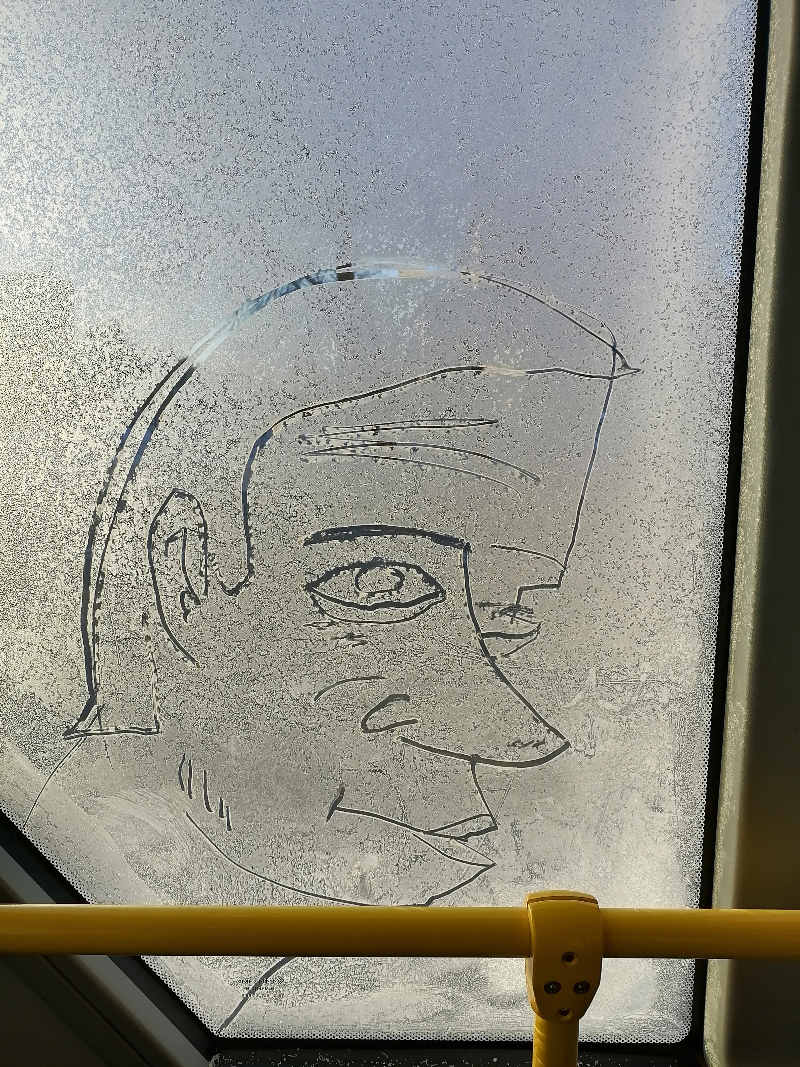 Рисункинаокнахавтобуса. Художник Рыбак Николай