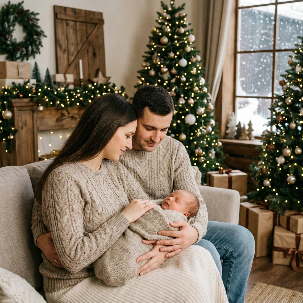 новогодняя фотосессия в студии с ребенком