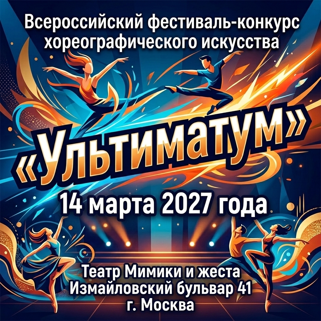 14 марта 2027 — «Ультиматум». Всероссийский фестиваль-конкурс хореографического искусства. Золотые фестивали