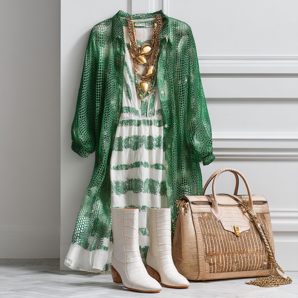 Стилизованный образ для маркетплейсов: комплект одежды с аксессуарами, созданный ИИ-фотосессией, для продающих карточек