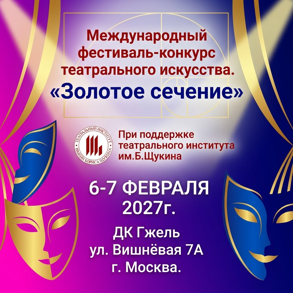6–7 февраля 2027 — «Золотое сечение». Международный фестиваль-конкурс театрального искусства. Золотые фестивали