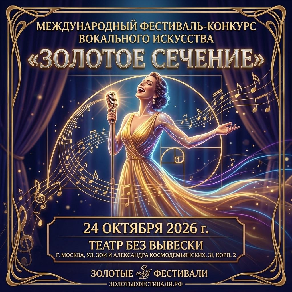 24 октября 2026 — «Золотое сечение». Международный фестиваль-конкурс вокального искусства. Золотые фестивали