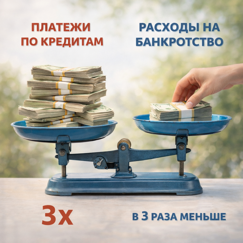 Ежемесячные затраты на банкротство в среднем в 3 раза меньше, чем платежи по кредитам