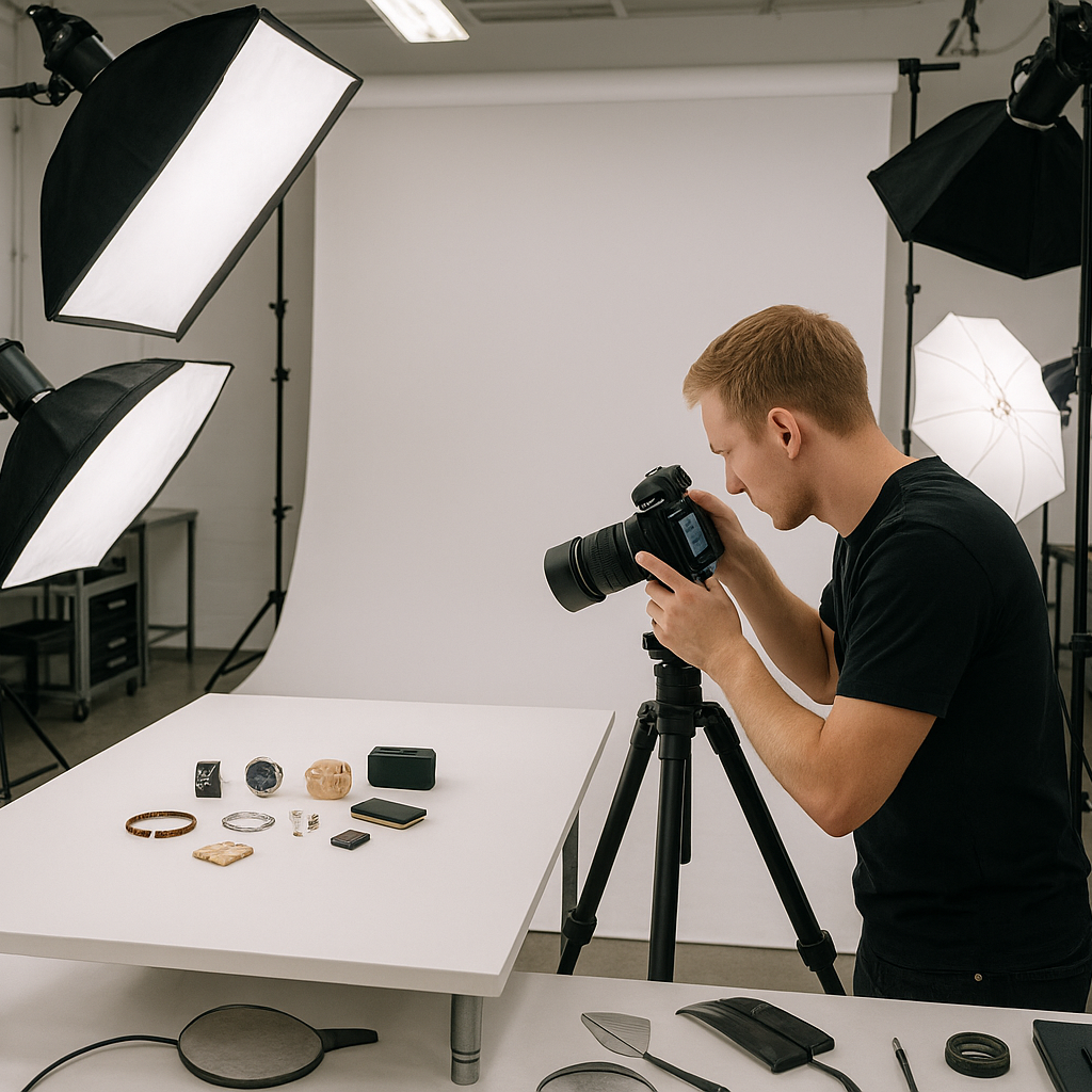 Процесс предметной фотосъёмки в профессиональной фотостудии в Москве