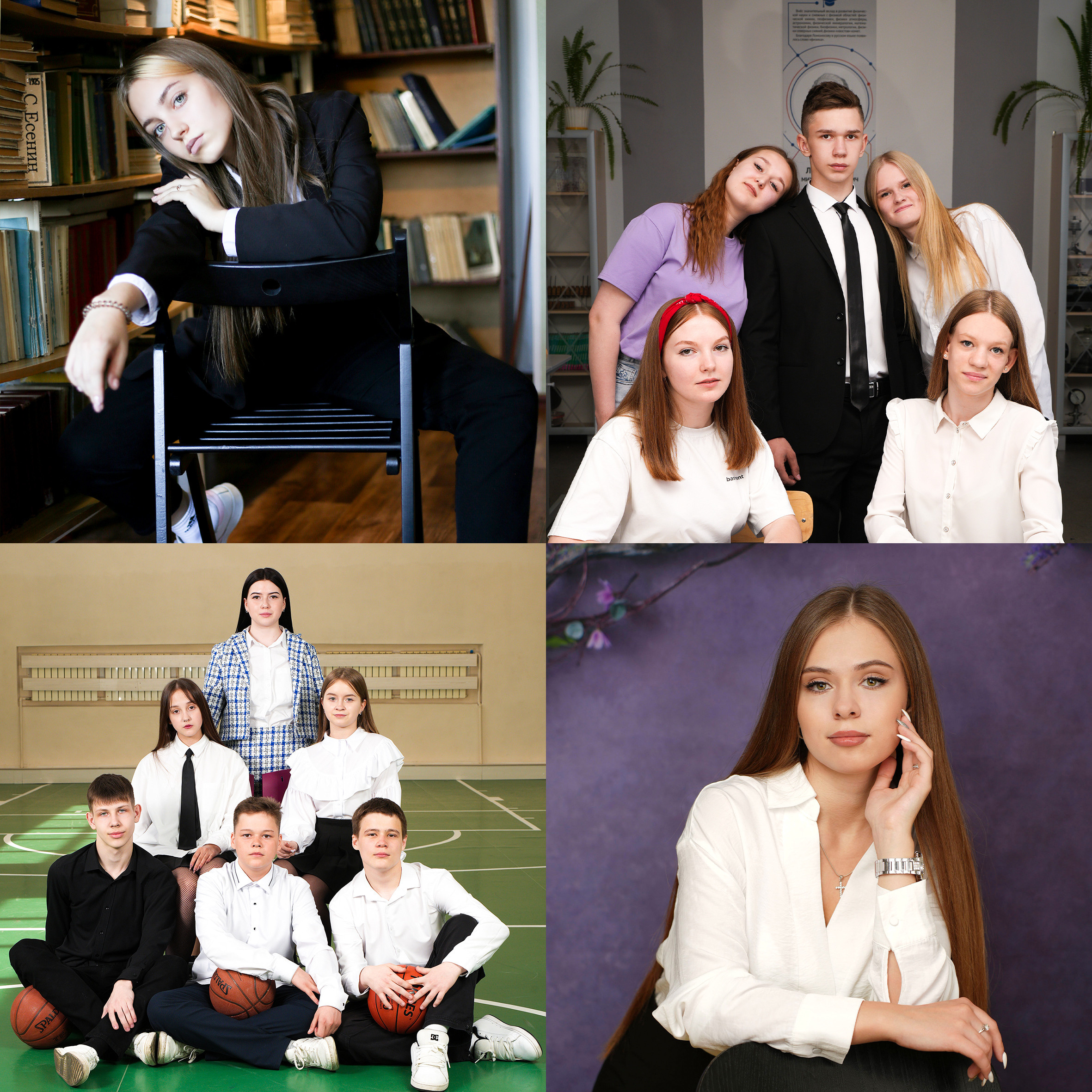 Варианты портретов. Школьная фотография Поповы