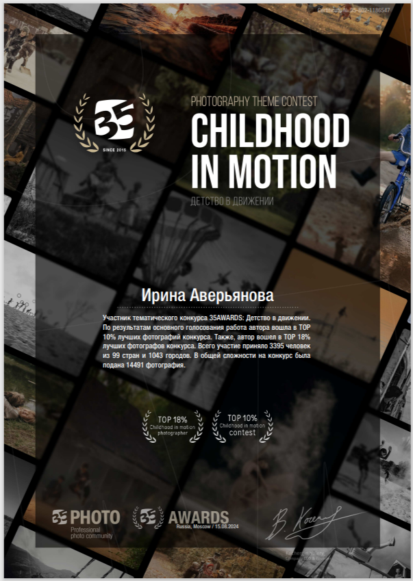 Дипломы и награды. Фотограф в Ульяновске Ирина Аверьянова