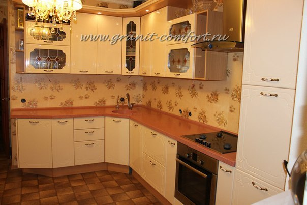 Столешницы на угловой кухонный гарнитур. Гранит-Комфорт|Столешницы из искусственного камня в Перми |Пермь