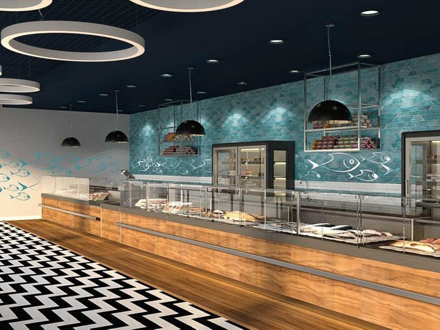 Проект Рыбный магазин в Мурманске Дизайн Интерьер Дизайнер Дизайн проект Барвиха Жуовка Интерьеры бизнес