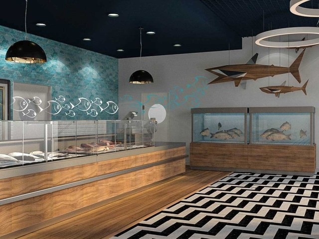 Проект Рыбный магазин в Мурманске Дизайн Интерьер Дизайнер Дизайн проект Барвиха Жуовка Интерьеры бизнес