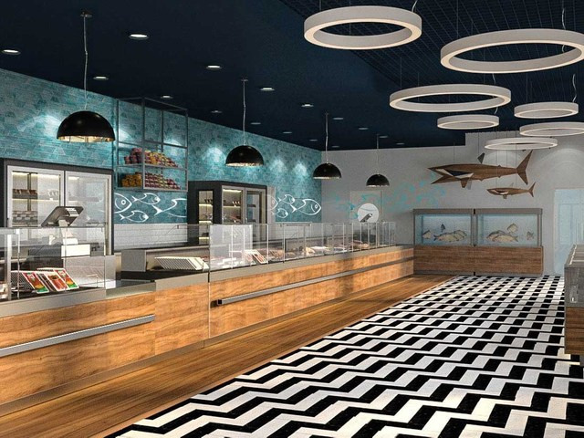 Проект Рыбный магазин в Мурманске Дизайн Интерьер Дизайнер Дизайн проект Барвиха Жуовка Интерьеры бизнес