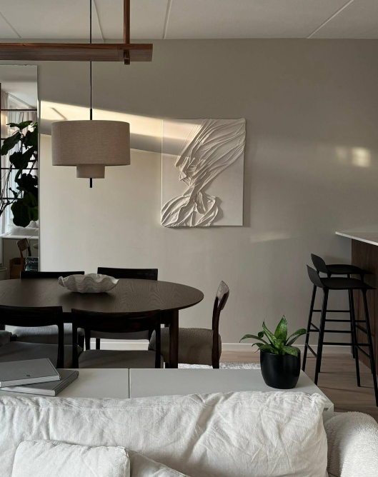 Paintings, abstract art, white paintings. Interior designer Stockholm