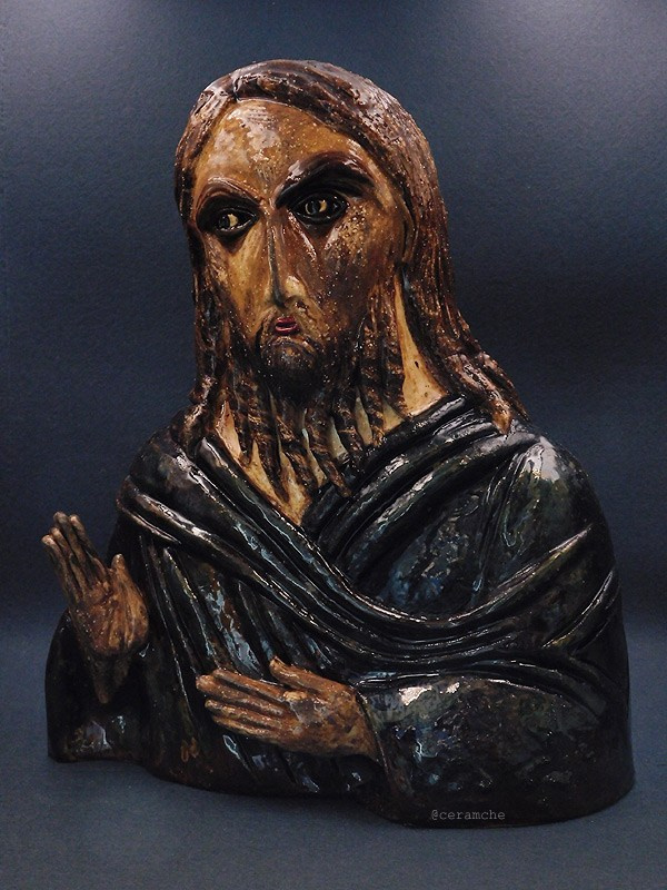 Керамическая скульптура Иоанна Крестителя (Иоанн Предтеча, Честный Предтече), выполнена вручную из керамики, авторская работа. 