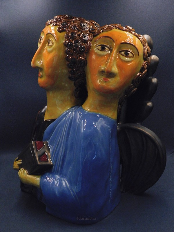 Авторская керамика ручной работы. #Тетраморф в&nbsp;образе отдельных четырёх апокалиптических существ&nbsp;— стражей четырёх углов Трона Господа и&nbsp;четырёх пределов&nbsp;рая. В&nbsp;традиционном толковании символ евангелиста Матфея и&nbsp;форма его традиционного символического изображения - крылатый ангел/человек, держащий в руках Евангелие. Человек - символ Матфея, потому что  апостол показал человеческую природу Христа. #tetramorphe