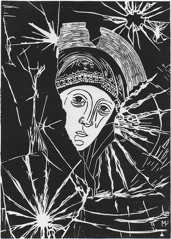 Авторская линогравюра Обретенная утрата на бумаге Ватман Гознак. 