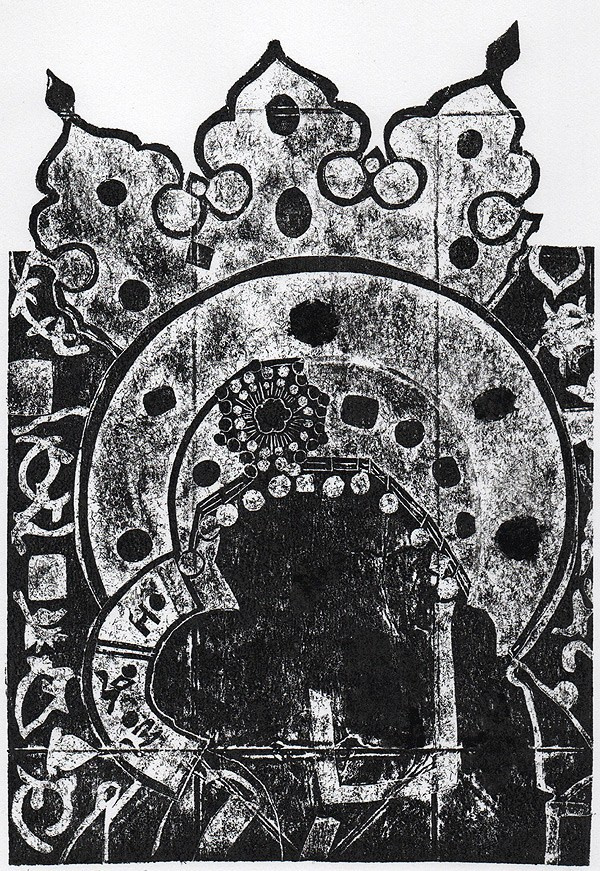 Авторская гравюра на тетрапаке Богородица с младенцем, ручная печать на бумаге Ватман Гознак.