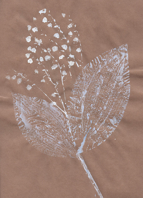 Ботанический принт ландыши (фитопринт, zen art print) - отпечаток растения на бумаге в свободной манере, отсылает к каллиграфии, к рисованию в состоянии дзен.