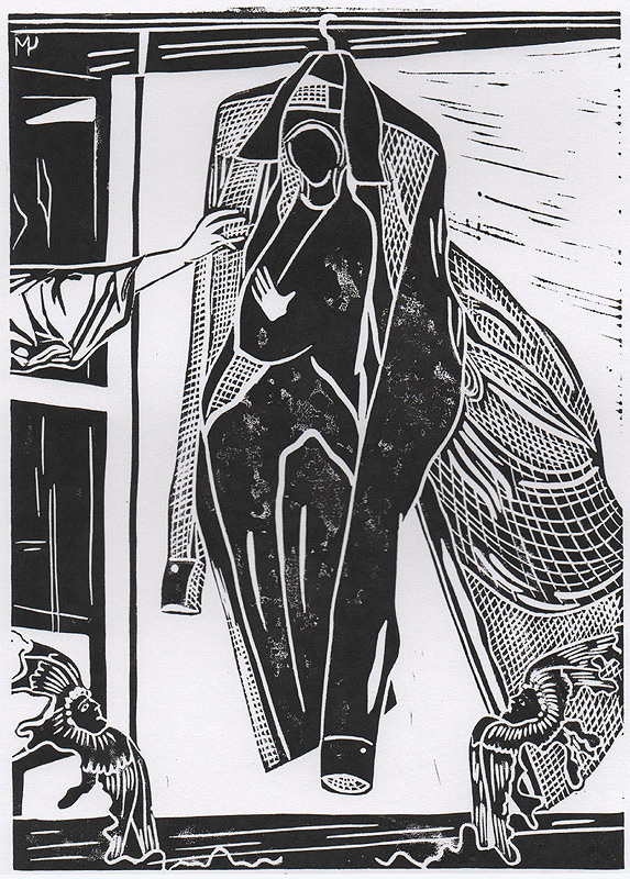 Благовещение. Авторская линогравюра на бумаге Ватман Гознак. 