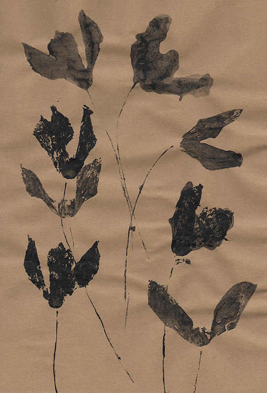 Ботанический принт клематисы (фитопринт, zen art print) - отпечаток растения на бумаге в свободной манере, отсылает к каллиграфии, к рисованию в состоянии дзен.