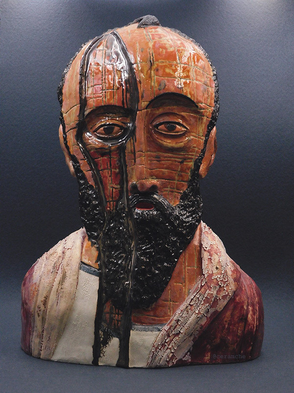 Керамическая скульптура Святого Павла (Апостол язычников), авторская керамика ручной работы.