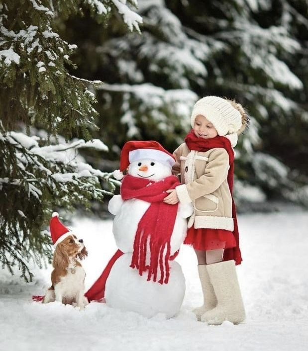 Со снеговиком. Семейный и свадебный фотограф в Минске Юлия Грин