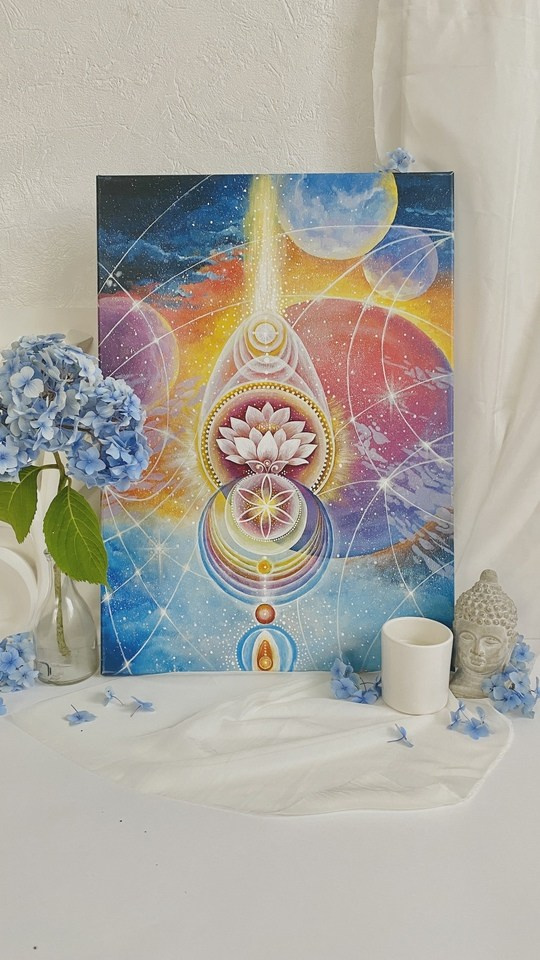 Чувства. Холст, акрил. 40х50 см. 21 000 р. Картина, в которой ярко проявляется космическая энергия. Насыщенные цвета притягивают благосостояние и радость. Изображение гармонизирует внутренний мир, связывает Сердце и Разум,  защищает от неблагоприятных событиях. Взаимодействие с картиной «Чувства» настраивает на позитивное мышление.