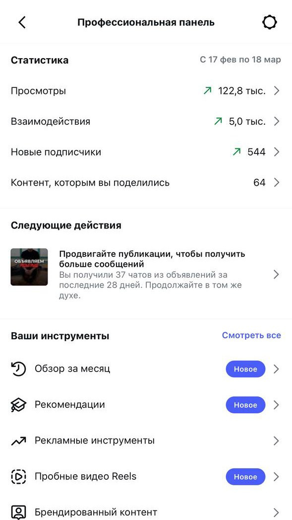 Результаты по подписчикам за месяц 