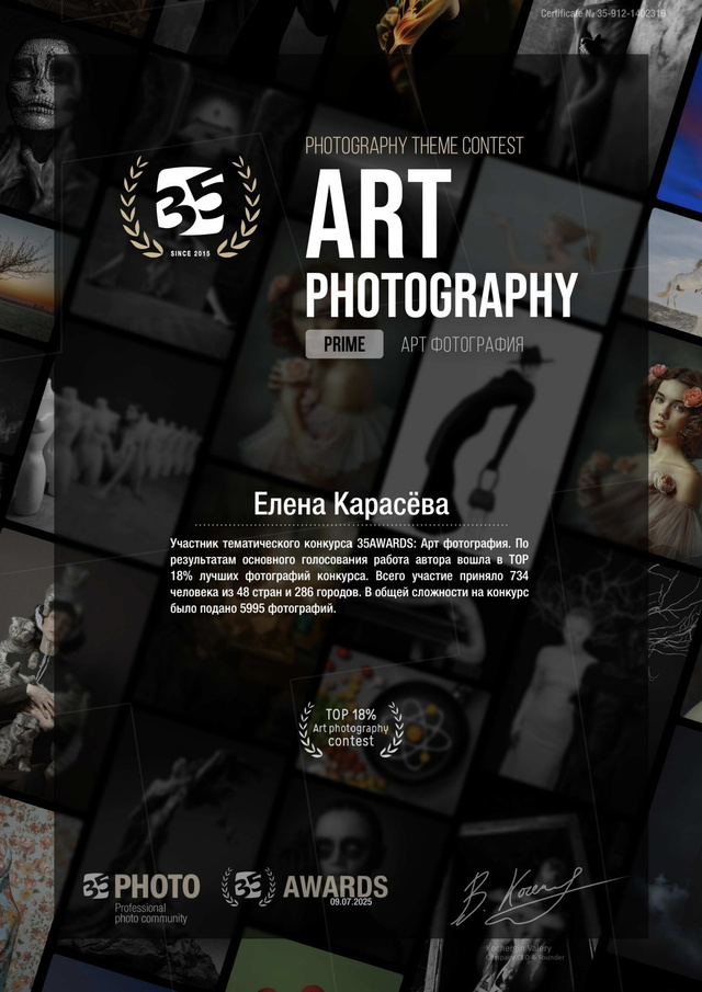 Диплом 35AWARDS: Art Photography — TOP 18 лучших фотографий конкурса