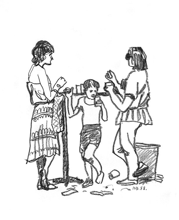 У столика.1988.Угольн.каранд.