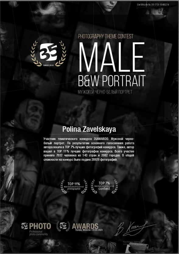 Награды и признание. Фотограф Полина Завельская