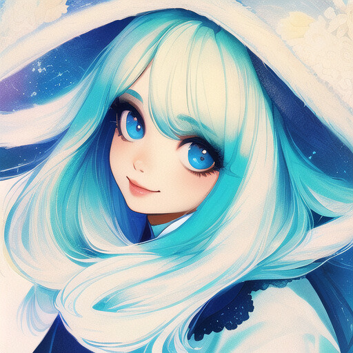 beautiful anime girl character with blue hair,  anime art, ai 