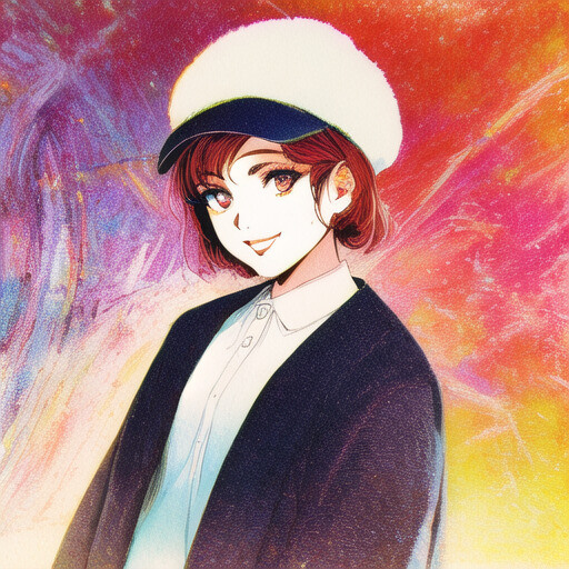 a drawing of a person wearing a hat, a manga drawing art, anime aesthetic, vaporwave